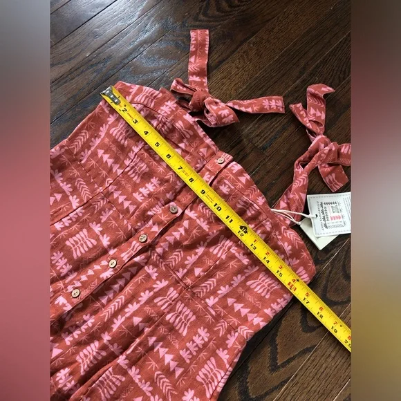 *NWT* Faherty Women's S Anna Kahalekulu Kendall Orange 100% Linen Maxi Sundress - Picture 12 of 16